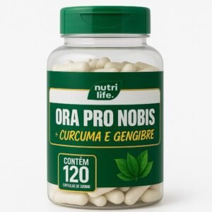 Ora-Pro-Nóbis + Cúrcuma + Gengibre Nutri Life – 120 Cápsulas de 500mg